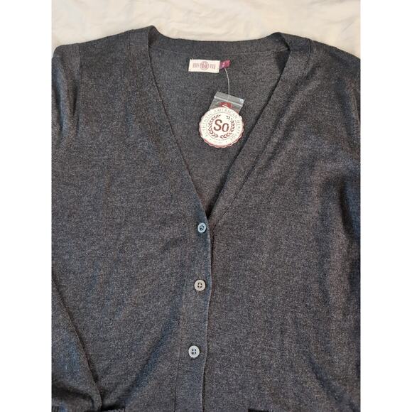 SO Varsity Cardigan Gray Marl Women’s M — Preppy Heritage Knit Sweater NWT - Picture 2 of 7
